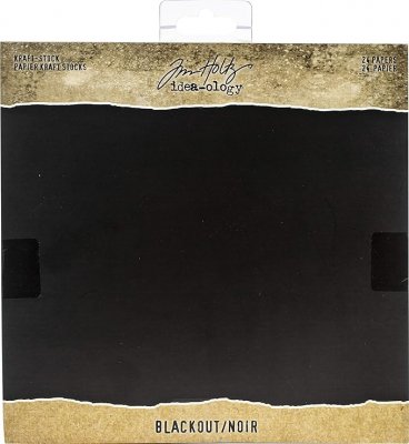 BLACKOUT kraft-stock 8x8 - Svarta papper med kraft-kärna från Tim Holtz Ranger ink 20x20 cm