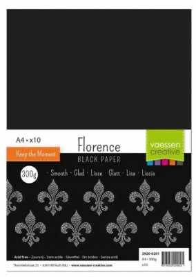 Black paper (10 sheets) - Svarta papper 300 g från Vaessen Creative A4