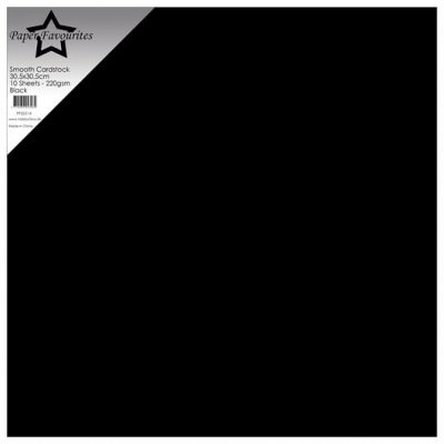 BLACK SMOOTH CARDSTOCK 220GSM 10PCS 12X12 - Svarta släta papper från Paper Favourites 30X30 CM