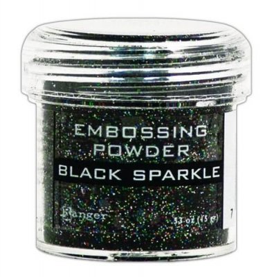 Black sparkle embossing powder - Silverglittrigt embossingpulver från Ranger 34 ml