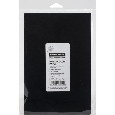 BLACK watercolor paper 140 lb 5.5X8.5 8/Pkg - Svart akvarellpapper från Hero Arts 13,97x21,59 cm