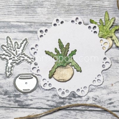 Cactus and pot die set from Gummiapan ca 17,5 x 20,5 mm, 12 x 9 mm