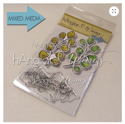 BLADRANKA leaf and text scribble clear stamp set from Hänglar & Wings A6