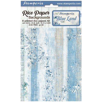 Blue Land A6 Rice Paper Backgrounds (8pcs) from Stamperia