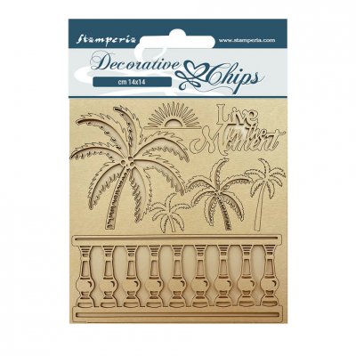 Blue Dream Decorative Chips Palms from Vicky Papaioannou Stamperia 14x14 cm