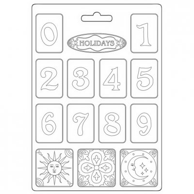 Blue Dream Soft Mould A4 Numbers - Gjutform med siffror från Stamperia