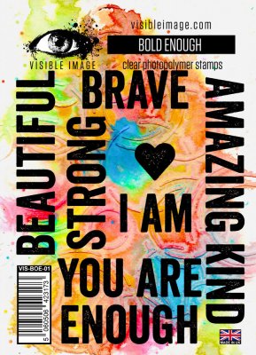 BOLD ENOUGH stament clear stamp set - Stämpelset med engelska ord från Visible image A6