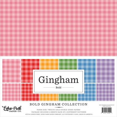 BOLD GINGHAM paper pack 12x12 - Mönsterpapper från Echo Park 30x30 cm