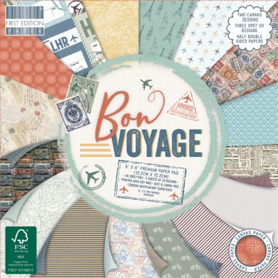 Bon Voyage 6x6 Inch Paper Pad - Mönsterpapper med resetema från First edition 15x15 cm