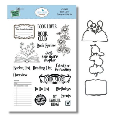 BOOK LOVER stamp and die set - Stämplar och stansmallar med boktema från Elizabeth craft designs