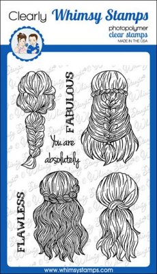 Braided hair clear stamp set - Stämpelset med flätat hår från Whimsy Stamps