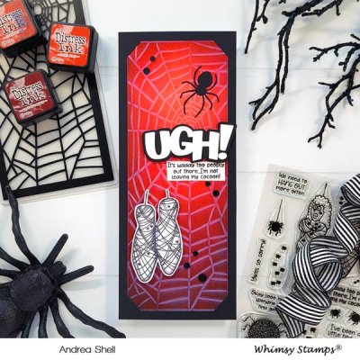 FÖRBESTÄLLNING Broken web slimline embossing folder - Embossingfolder med spindelnät från Whimsy Stamps ca 21x8 cm