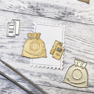 BROSCHURE AND SACK DIE SET from Gummiapan ca 10,5x15,5 mm, 22x5x22,5 mm