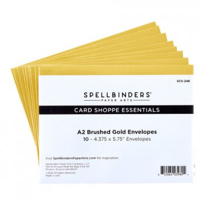 BRUSHED GOLD Envelopes (10pcs) - Guldfärgade kuvert från Spellbinders 11,1x14,6 cm