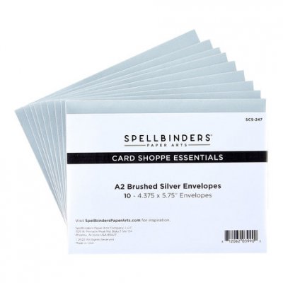 BRUSHED SILVER Envelopes (10pcs) - Silverfärgade kuvert från Spellbinders 11,1X14,6 cm