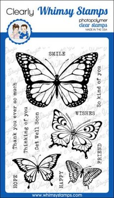 FÖRBESTÄLLNING - Butterflies clear stamp set - Stämpelset med fjärilar från Whimsy Stamps 10*15 cm