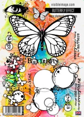 BUTTERFLY EFFECT clear stamp set - Stämpelset med fjäril från Visible image A5