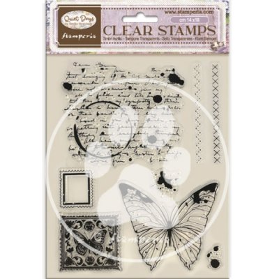 QUIET DAYS clear stamp set - Stämpelset med fjäril från Stamperia A5