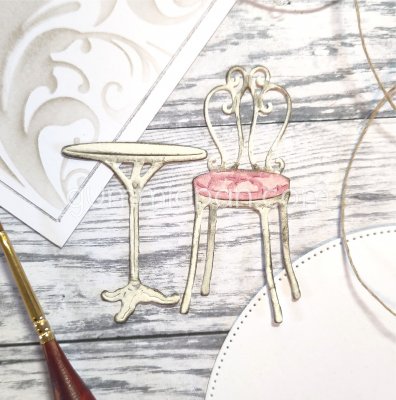 CAFÉSTOL OCH -BORD table and chair die set from Gummiapan table 35x43 mm chair 30x63 mm