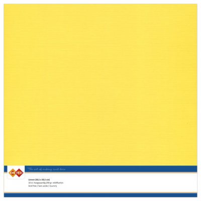 CANARY YELLOW Linen Cardstock 30,5x30,5 cm (10pcs) - Gula papper från Card Deco