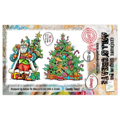 CANDY TINSEL Christmas tree clear stamp set - Stämpelset med julgranar från AALL & Create A6
