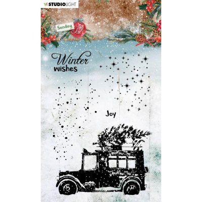 Sending Joy nr.54 Car in the snow clear stamp set - Stämpelset med bil och snö från Craft Emotions A6