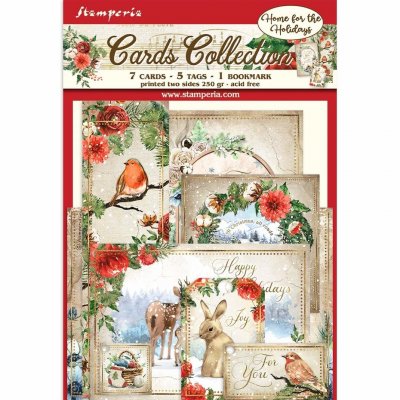 Cards Collection Romantic Home for Holidays - Utstansade dekorationer med jultema från Stamperia