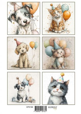 CATS AND DOGS DIE CUT SHEET - KLIPPARK från REPRINT A4