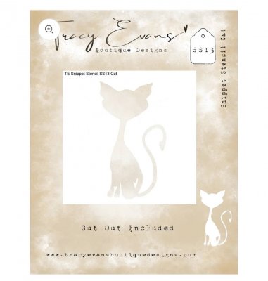 CAT stencil - Schablon med katt från Tracy Evans 10x10 cm