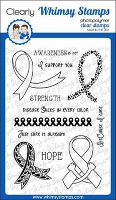Cause awareness (breast cancer) clear stamp set - Stämpelset bröstcancertema från Whimsy Stamps 10*15 cm