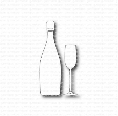 Champagneflaska med glas - Stansmallar från Gummiapan 16 x 58 mm, 12 x 40 mm