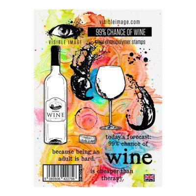 CHANCE OF WINE clear stamp set - Stämpelset med vintema från Visible Image A6