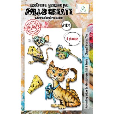 CHEESED TO MEET YOU rat cat clear stamp set - Stämpelset med katt och råtta från AALL & Create A7