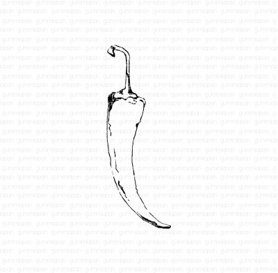 Chili grönsaksstämpel från Gummiapan 2,3x6,7 cm