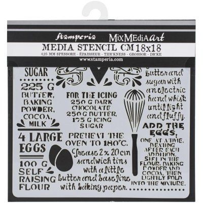 Sweety Chocolate cake stencil - Schablon med bakningstema från Stamperia 18x18 cm