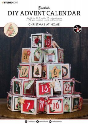 CHRISTMAS AT HOME DIY ADVENT CALENDAR Die Cut Block Essentials nr.28 - Gör din egen adventskalender från Studio Light A4
