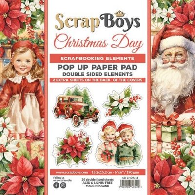Christmas Day POP UP Paperpad elements - Block med utklippsark från Scrapboys 250 g 15,2x15,2cm