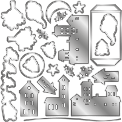 CHRISTMAS EVE 3D Scene Builder Stamp & Die set - Stämpel- och stansmallsset med jultema från Crafter's Companion