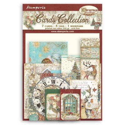 CHRISTMAS GREETINGS card collection - Juldekorationer från Stamperia