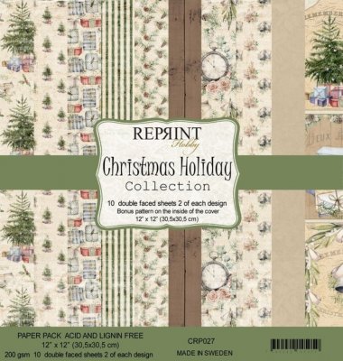 Christmas Holiday Collection 12x12 Inch Paper Pack - Mönsterpapper med jultema från Reprint 30x30 cm