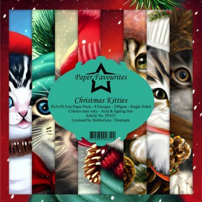 CHRISTMAS KITTIES PAPER PACK cats 12x12 - Mönsterpapper med katter från Paper Favourites 30x30 cm