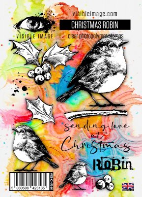 CHRISTMAS ROBIN bird clear stamp set from Visible image A6