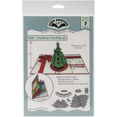 Christmas tree pop-up die set - Stansmallar för att göra pop-up-kort med julgran på kortets insida från Karen Burniston