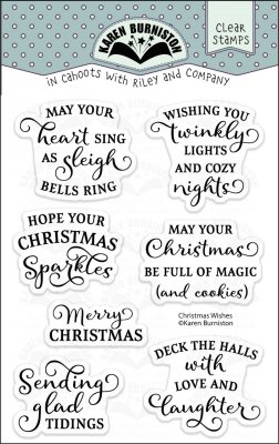 CHRISTMAS WISHES clear stamp set - Stämpelset med engelska jultexter från Karen Burniston