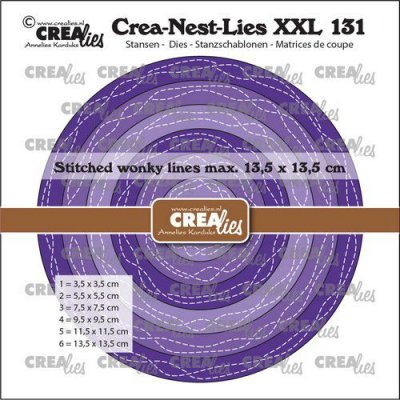 Circles with 2 wonky stitchlines Crea-nest-dies XXL from CreaLies