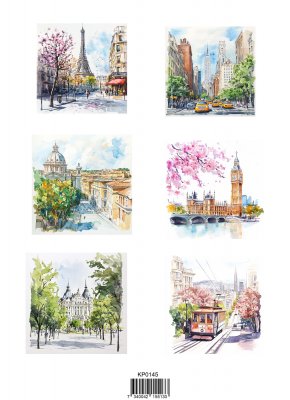 CITIES image paper - Klippark med städer resetema från Reprint A4