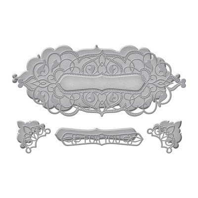 Classic Slimline Etched Dies label (S6-172) - Stansmallar med etikettform från Spellbinders