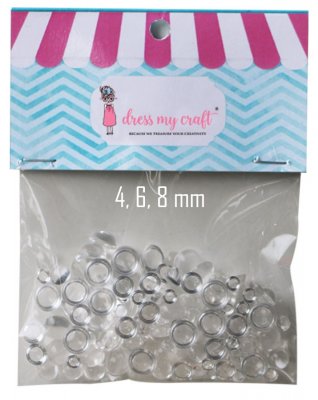 Clear Water droplets 4 , 6, 8 mm Assorted (150 pcs) - Vattendroppe-dekorationer från Dress my craft