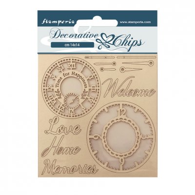 CLOCKS decorative chips Create Happiness Welcome Home from Vicky Papaioannou Stamperia