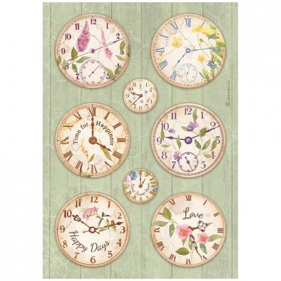 CLOCKS rice paper Create Happiness Welcome Home from Vicky Papaioannou Stamperia A4